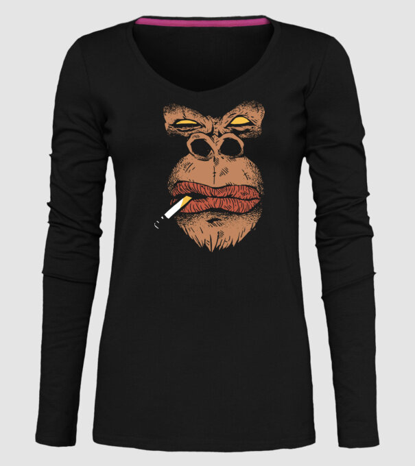 Cap de gorilă cu țigară model negru pe tricou