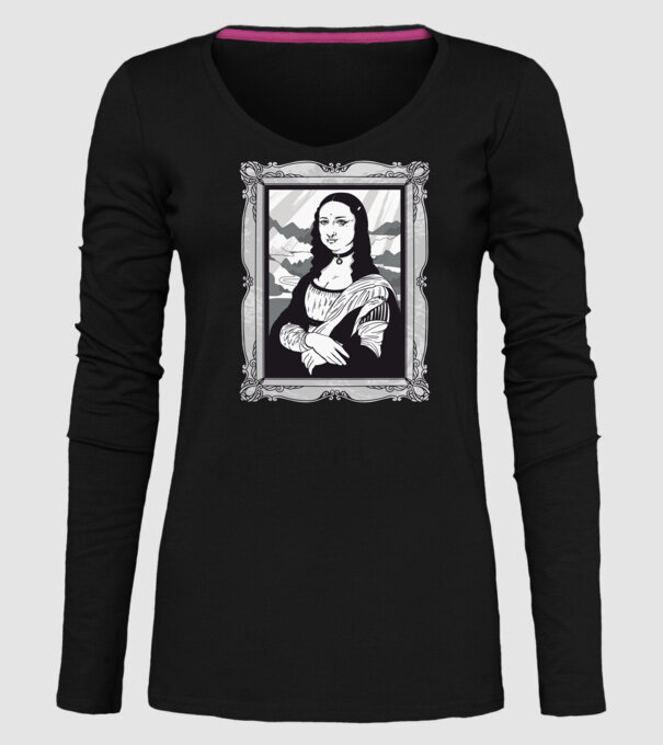 Mona Lisa gotică model negru pe tricou