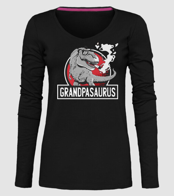 Grandpasaurus T-rex model negru pe tricou