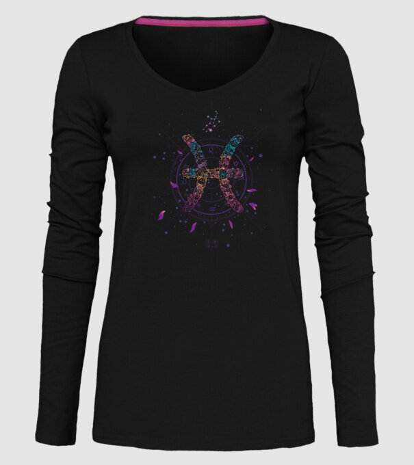 Pisces Zodiac model negru pe tricou