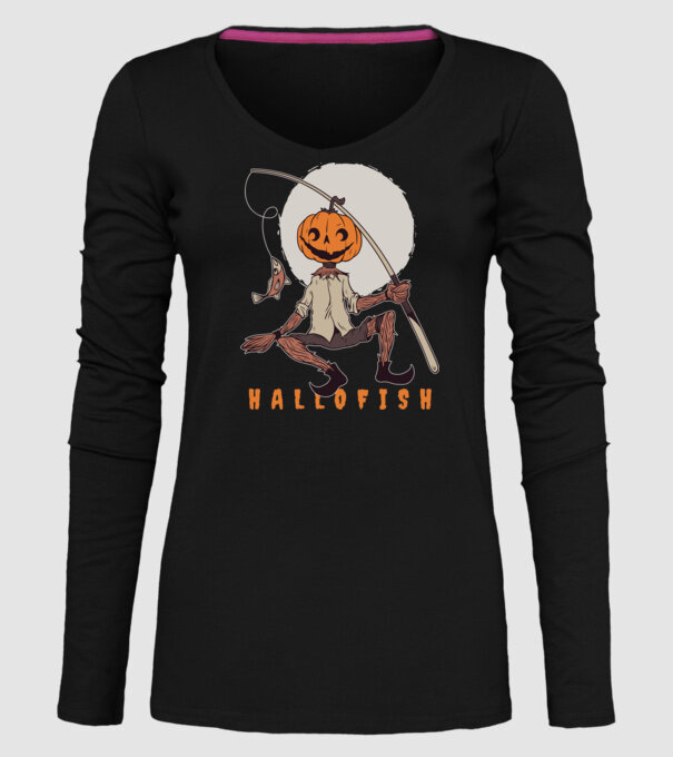 Hallofish - Pescar Halloween model negru pe tricou