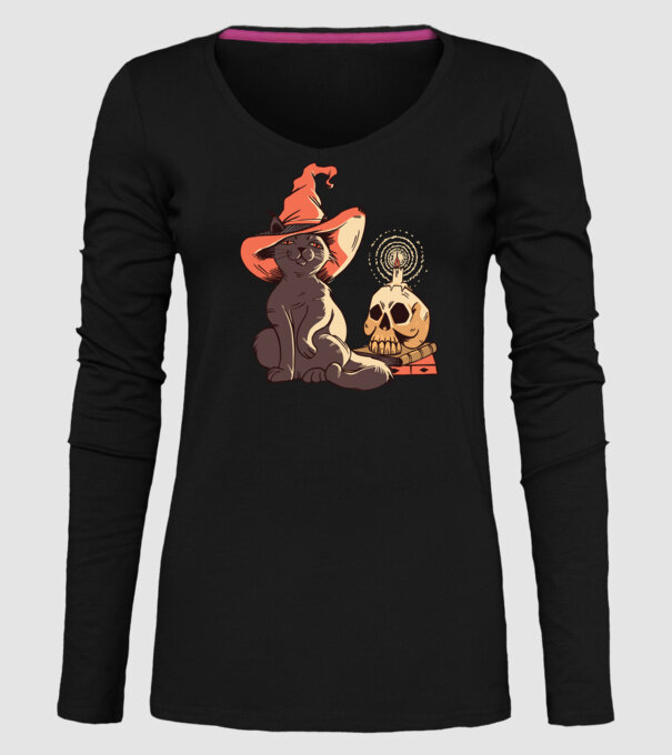 Pisică Halloween model negru pe tricou