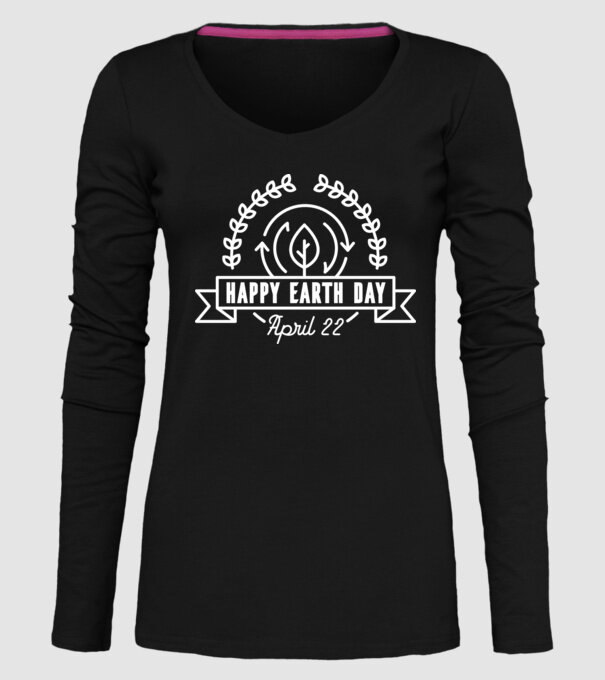 Happy Earth Day - Ziua Pământului model negru pe tricou