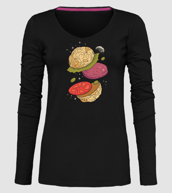 Burger lună model negru pe tricou