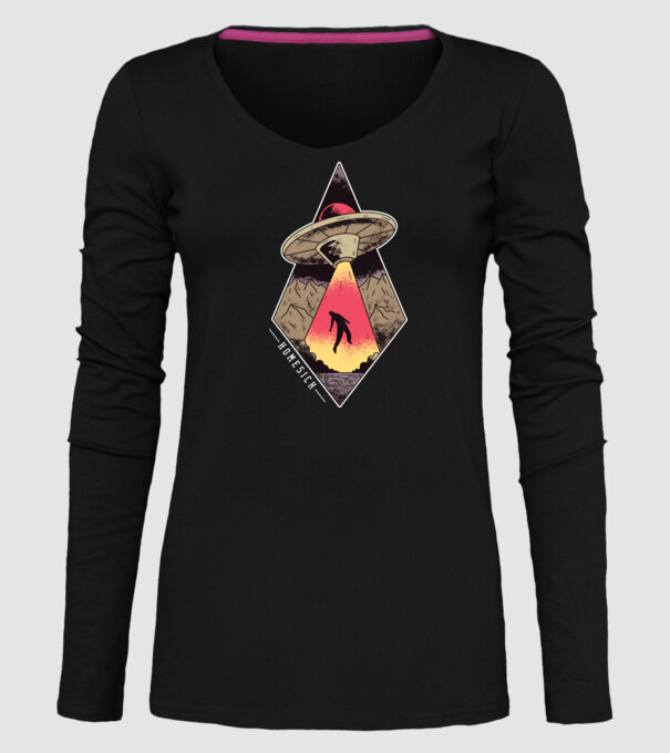 Dor de casă alien model negru pe tricou