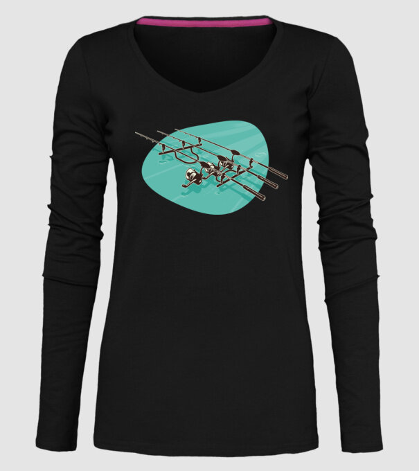 Undițe de pescuit model negru pe tricou