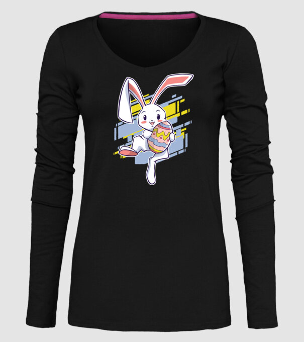 Iepuraș de Paște model negru pe tricou