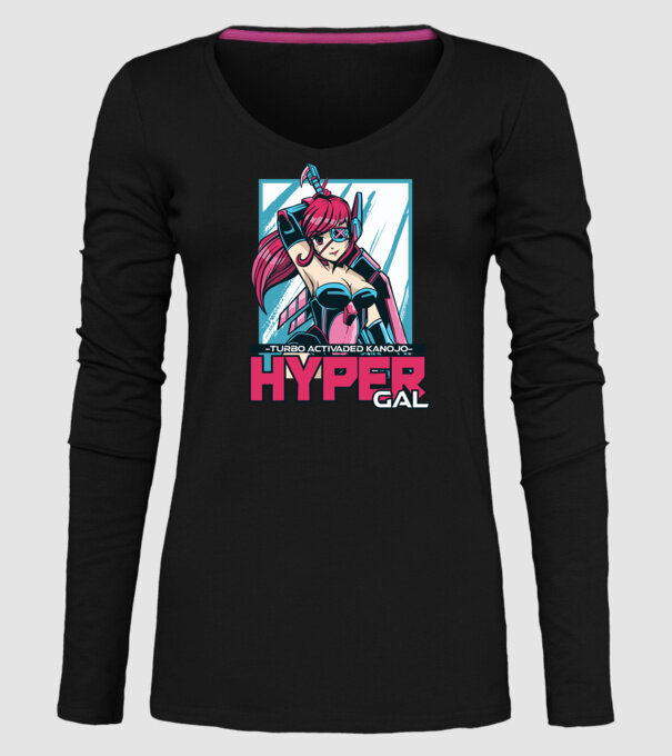 Hyper Gal - Fată Anime model negru pe tricou