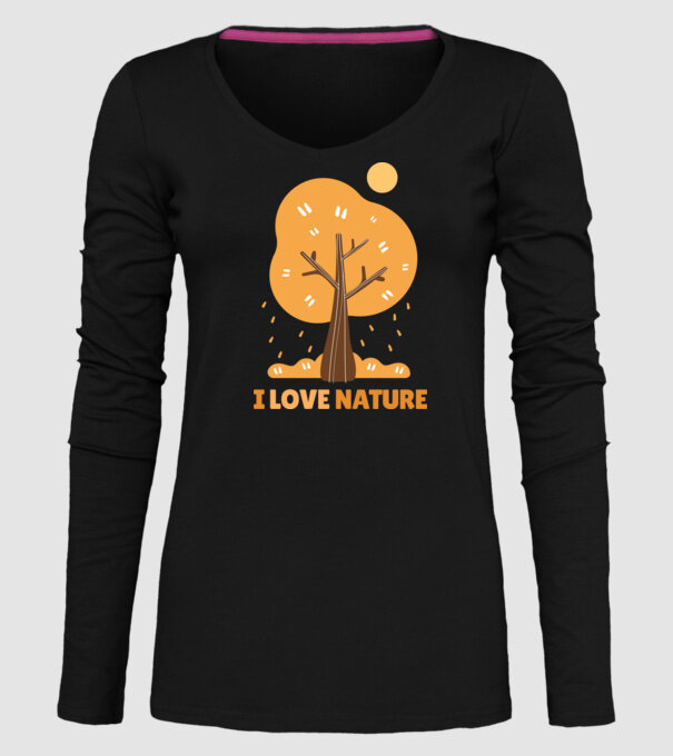I Love Nature model negru pe tricou