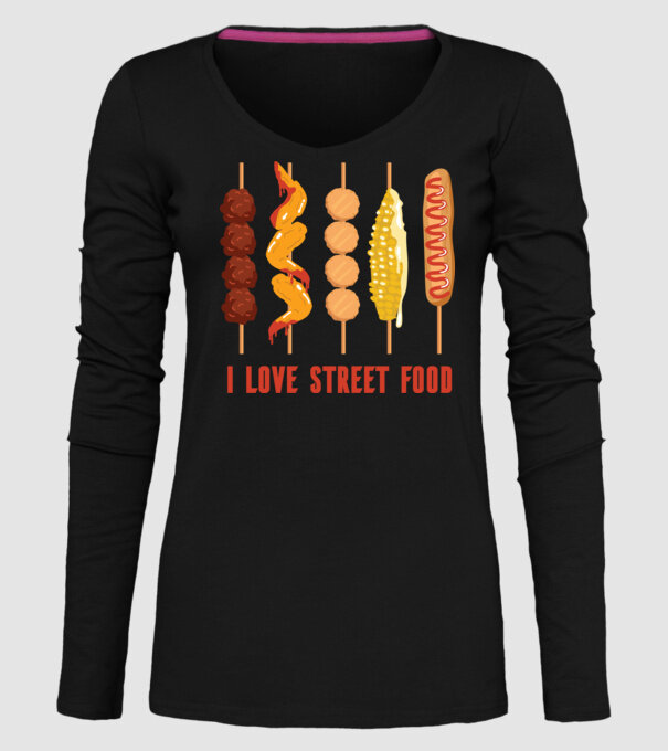 I Love Street Food model negru pe tricou