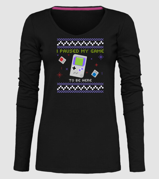 I paused my game to be here - Gamer pulovăr urât model negru pe tricou