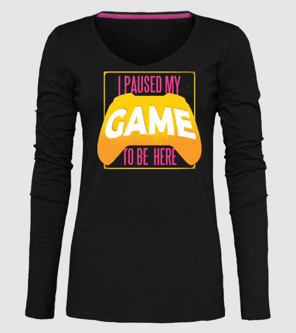 I paused my game to be here tricou amuzant Gamer model negru pe tricou
