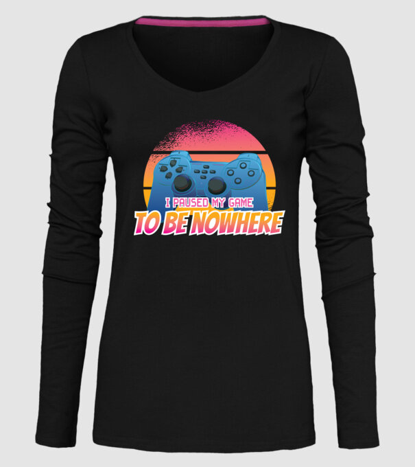 I paused my game to be nowhere model negru pe tricou