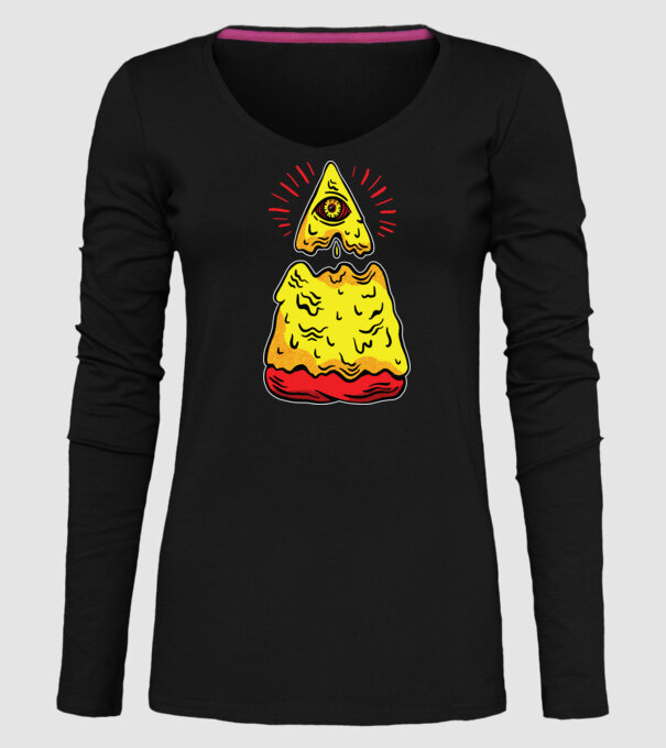 Illuminati Pizza model negru pe tricou