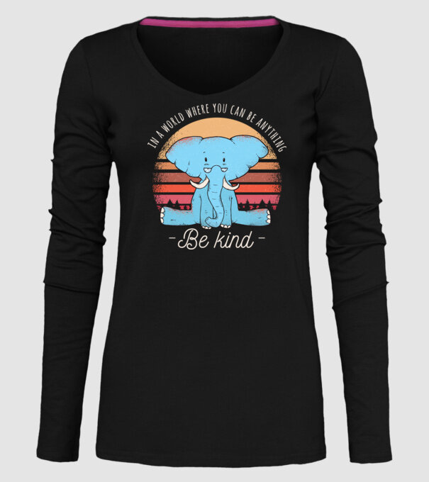 In a world where you can be anything be kind tricou elefant model negru pe tricou