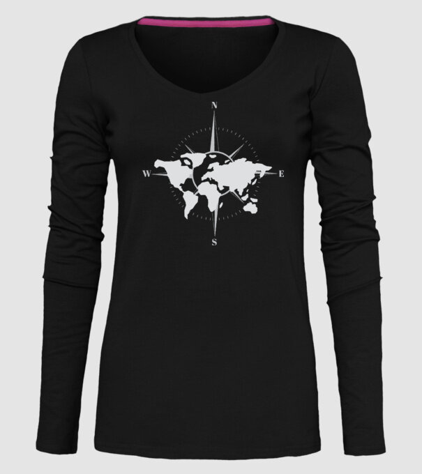 Busolă model negru pe tricou