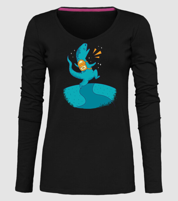 Dinozaur școlar model negru pe tricou