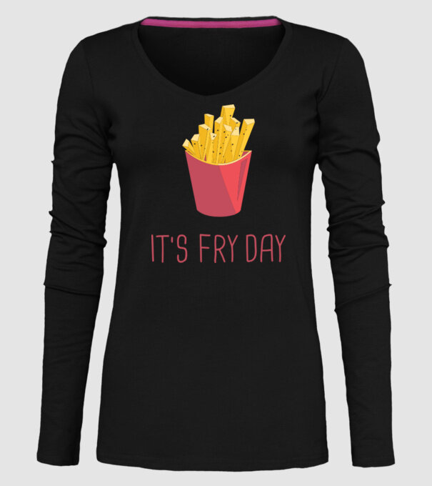 'It''s Fry Day' model negru pe tricou