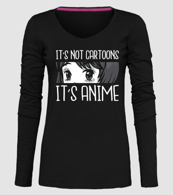 'It''s not cartoons it''s anime' model negru pe tricou