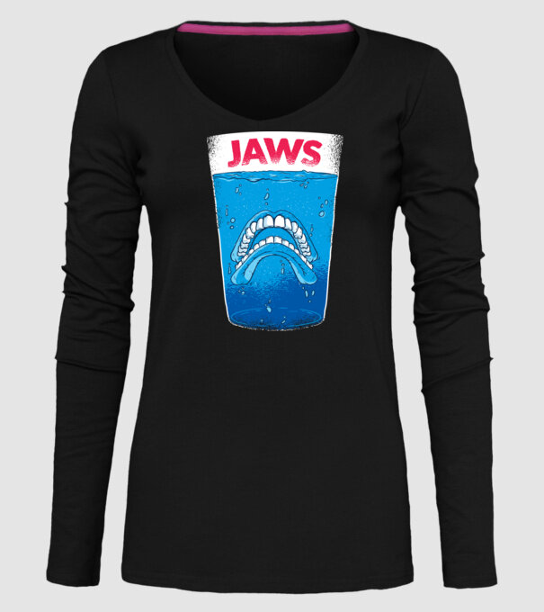 Jaws dinți tricou parodie model negru pe tricou