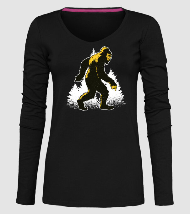 Yeti în pădure model negru pe tricou