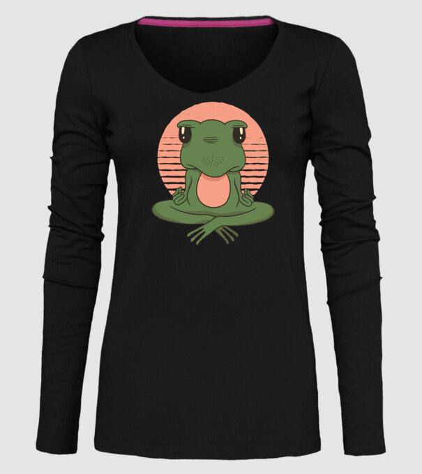 Yoga Broască model negru pe tricou