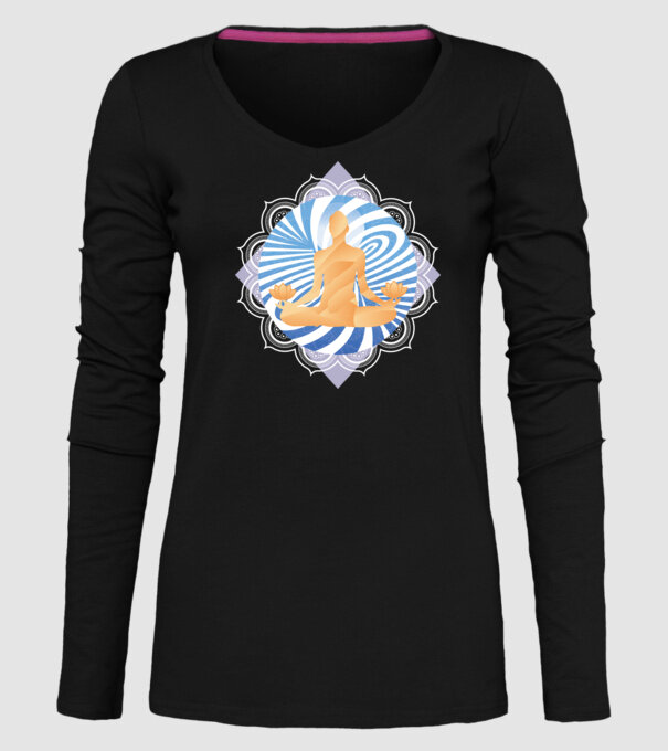 Meditație yoga model negru pe tricou