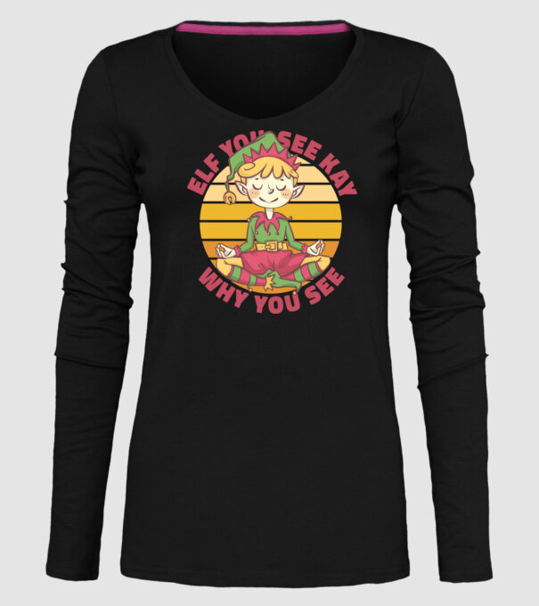 Yoga Elf Crăciun model negru pe tricou