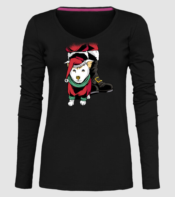 Cățeluș de Crăciun model negru pe tricou