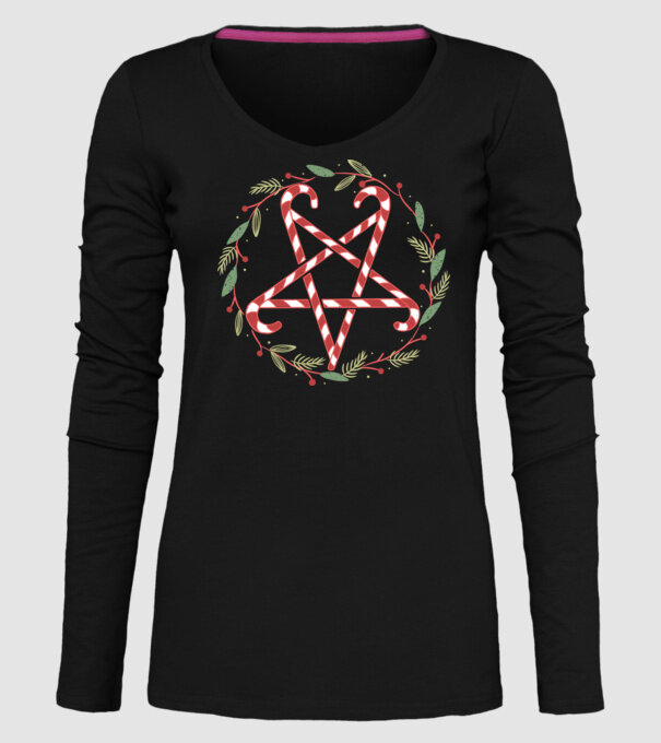 Pentagrama de Crăciun model negru pe tricou