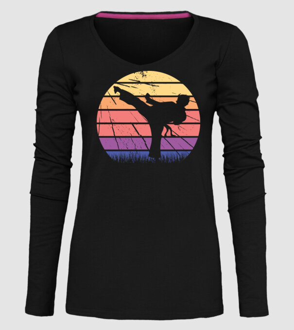 Karate Retro model negru pe tricou