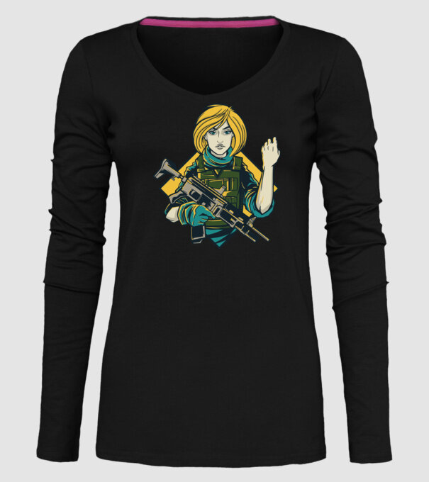 Fată Soldat model negru pe tricou
