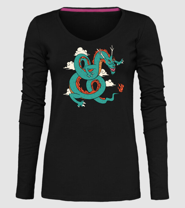 Dragon Chinez model negru pe tricou