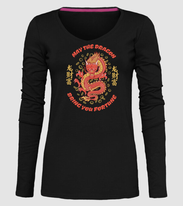 Dragon chinezesc norocos model negru pe tricou