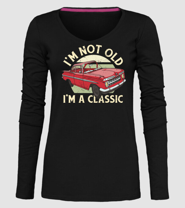 'Mașină clasică - I''m not old I''m a classic' model negru pe tricou