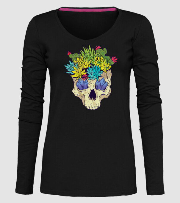 Craniu Cactuși model negru pe tricou
