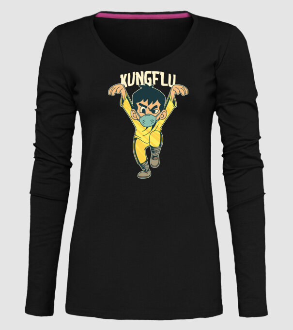 Kung Flu Coronavirus Karate model negru pe tricou