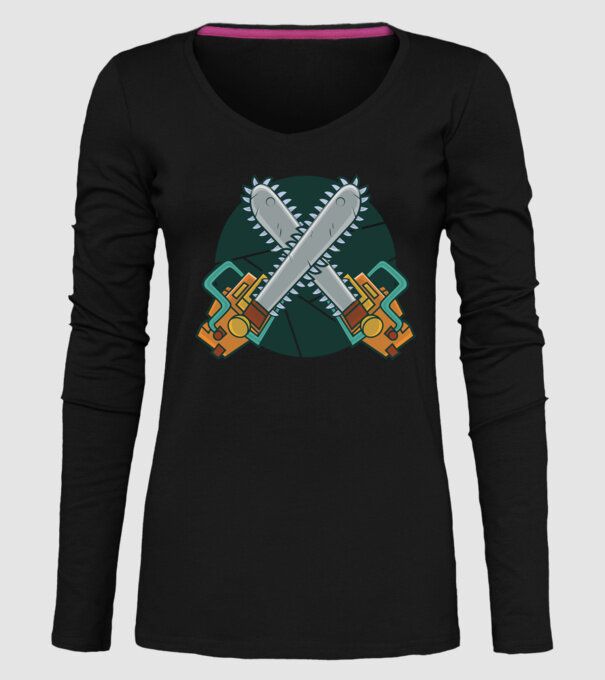 Drujbă tăietor de lemne model negru pe tricou