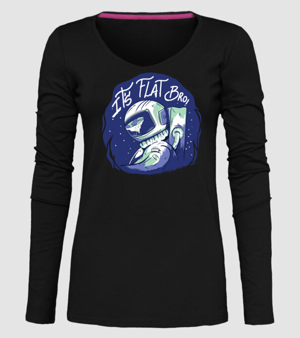 Astronaut Pământ plat model negru pe tricou