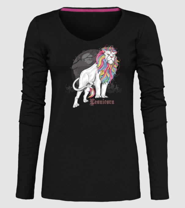 Leonicorn model negru pe tricou