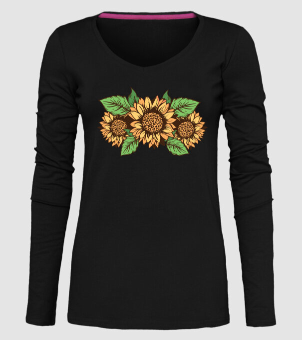 Floare leopard model negru pe tricou
