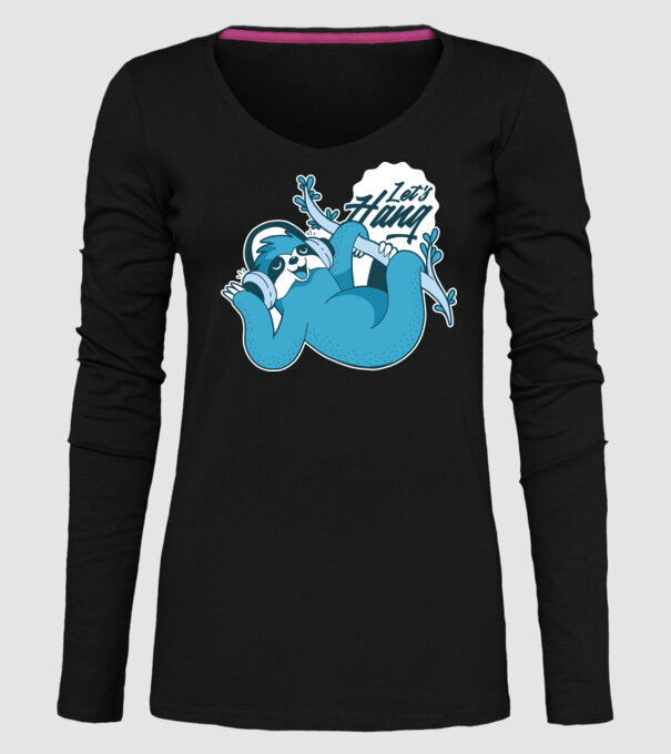 'Let''s Hang tricou cu leneș' model negru pe tricou