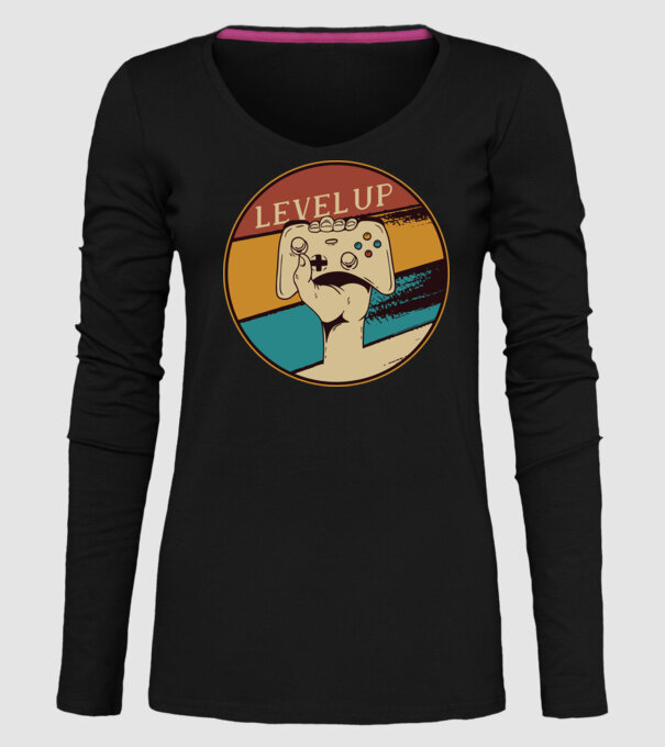 Level up - Trecere nivel Gamer model negru pe tricou