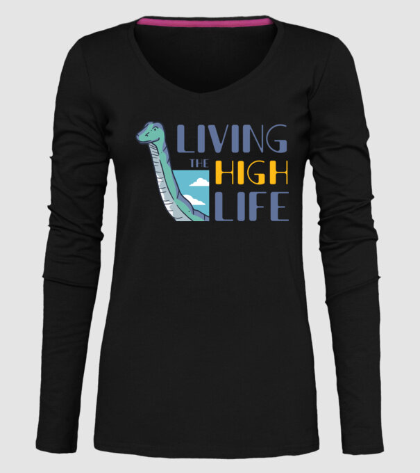 Living the High Life Dinosaur model negru pe tricou