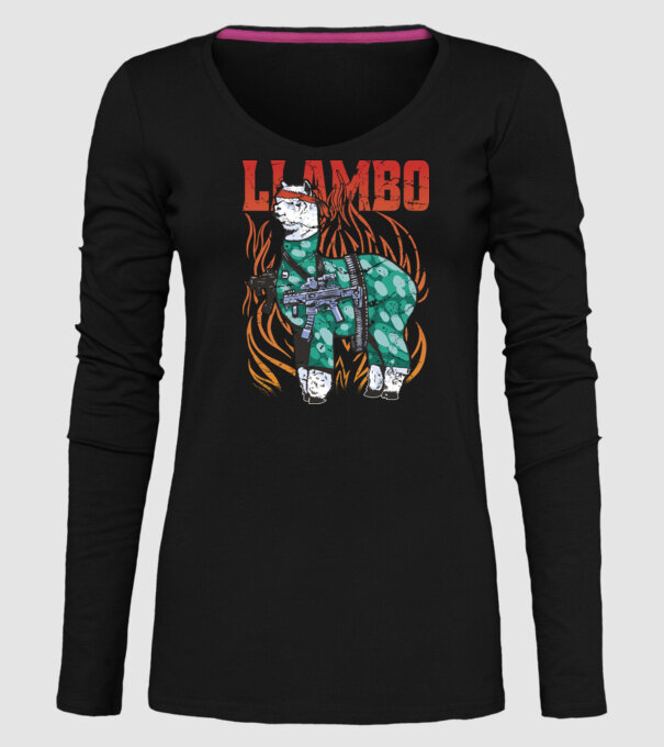 Llambo Lama model negru pe tricou