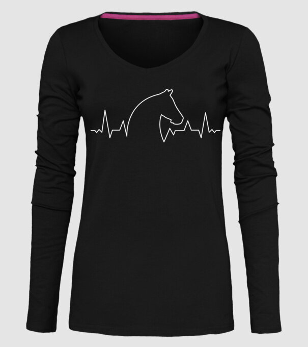 Bătăi de inimă cu cal model negru pe tricou