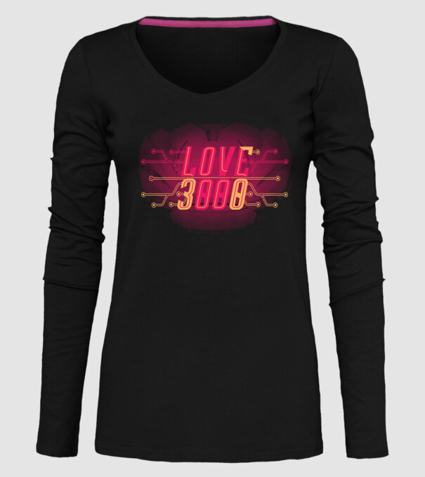 Love 3000 model negru pe tricou