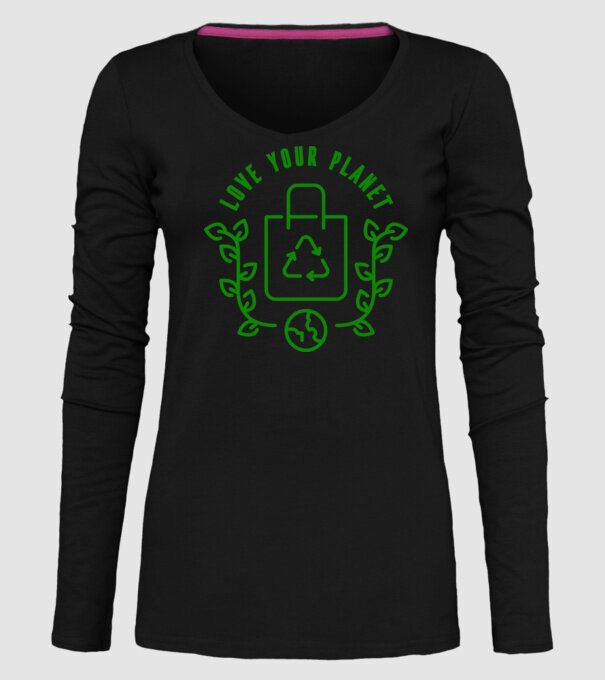Love Your Planet - Ziua Pământului model negru pe tricou