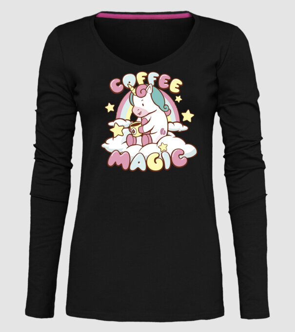 Cafea Magică Unicorn model negru pe tricou