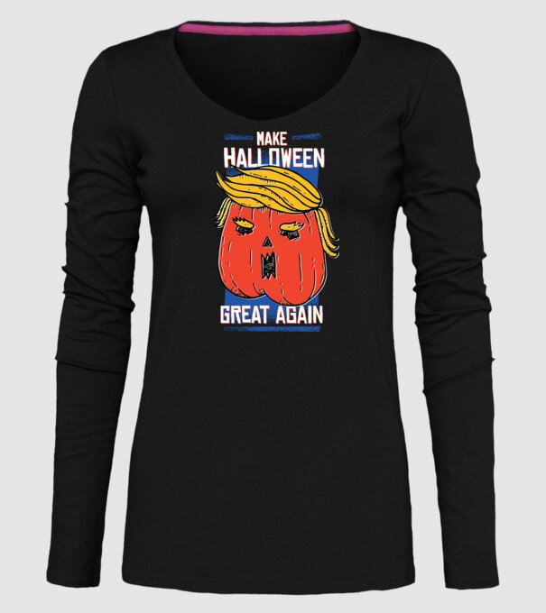 Make Halloween Great Again Trump model negru pe tricou